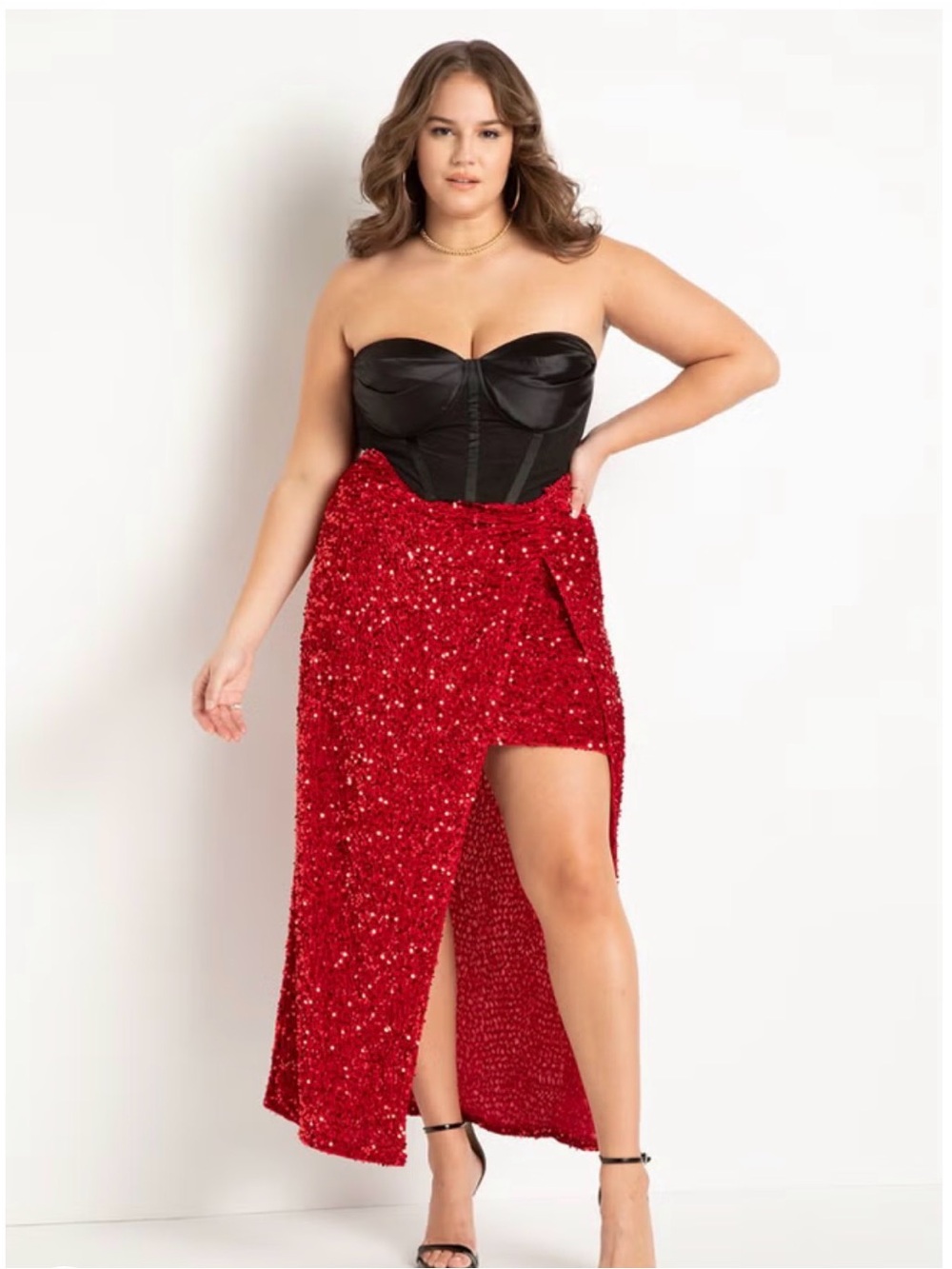 Eloquii Red Sequin Skirt